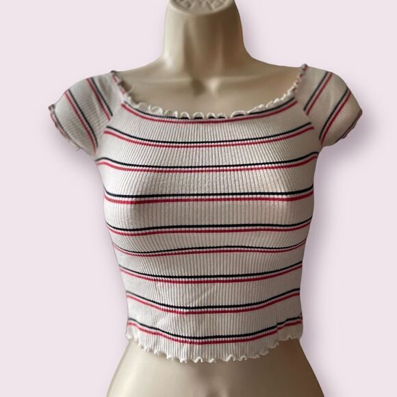 Charlotte Russe Striped White Crop Top Size Extra Small - Picture 1 of 2